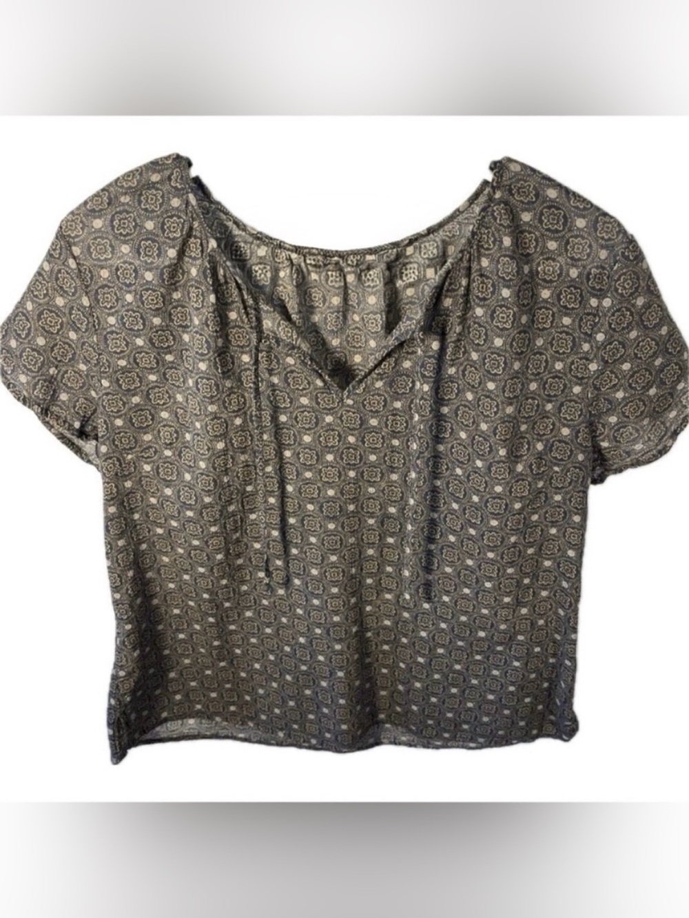 Eddie Bauer Patterned Short-Sleeve Scoop-Neck Blouse